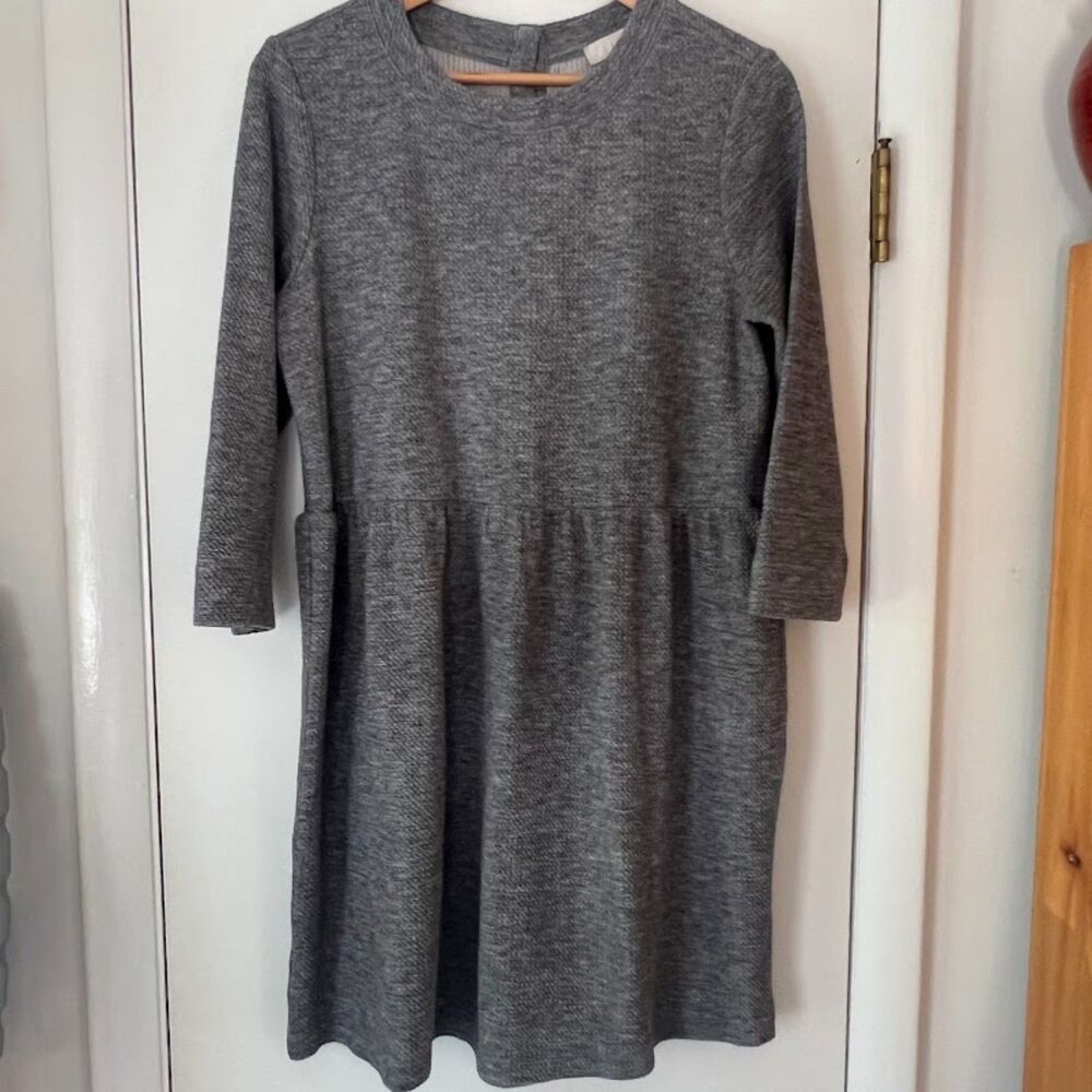 LOFT Gray 3/4 Sleeve Dress Button Detail Back, Size M